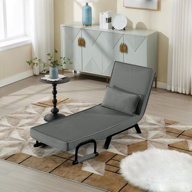Reian 60cm Upholstered Futon Chair, Grey/Brown/Blue