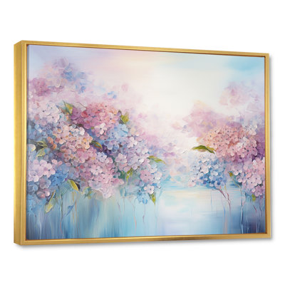 Hortensia bleue et rose Solitude dans la nature - décoration murale champ de fleurs