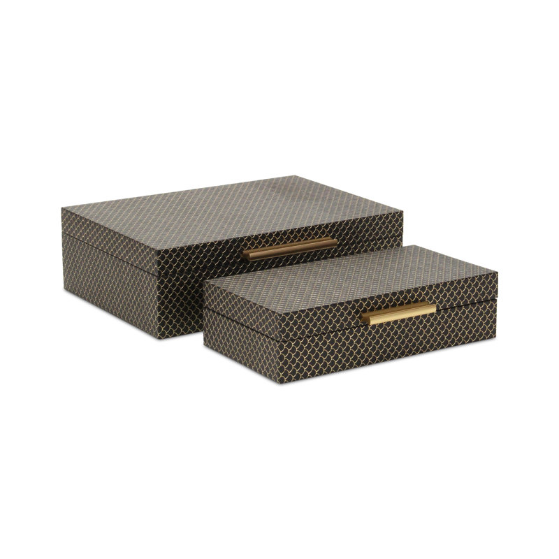 Mariline Elegant Fish Scale Pattern Rectangular Box Set, Black