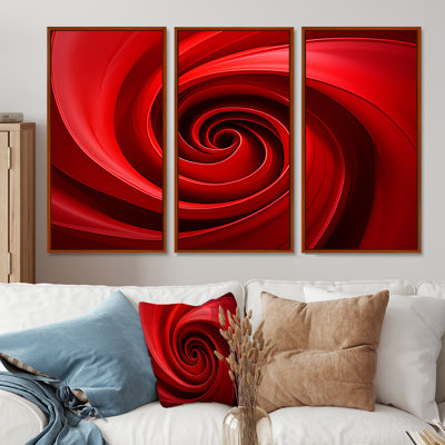 «Red Perpetual Pulse Vortex - Abstract Spirals», ensemble d'art sur toile