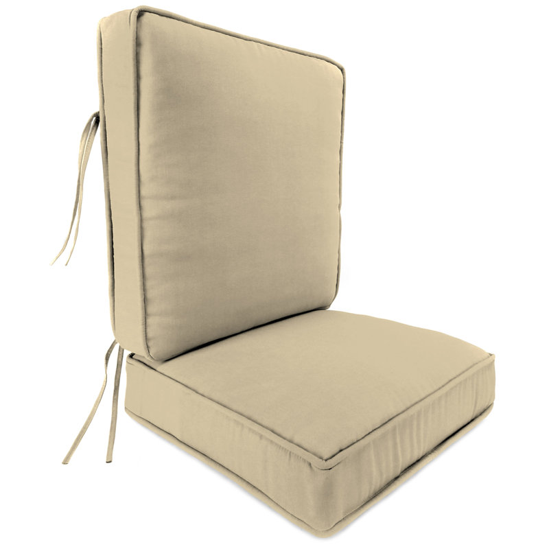 Sunbrella 22" x 45" Outdoor Deep Seat Cushion Set with Ties, Canvas Antique Beige