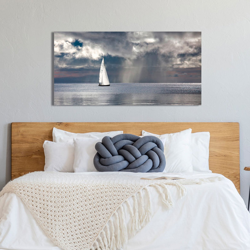 2AP6170 Sailing On A Silver Sea - Wrapped Canvas Print, 50cm H x 100cm W x 4cm D