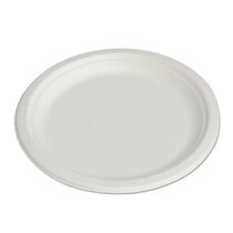 50pcs Disposable White Paper Plates Bulk, Compostable Round Plates,  Unbleached Natural Bagasse Microwave Safe Party Bbq Picnic Plates