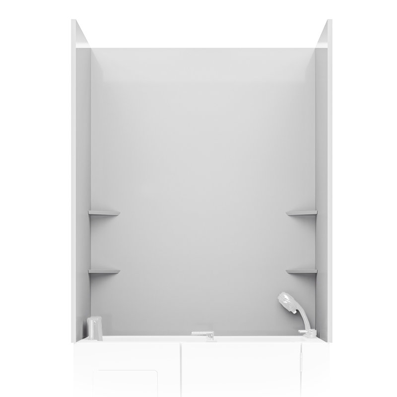 Rampart Series 60 In. W X 60 In. H 2-Piece Glue-Up Acrylic Shower Wall Set In  With Smooth High Glossy Finish