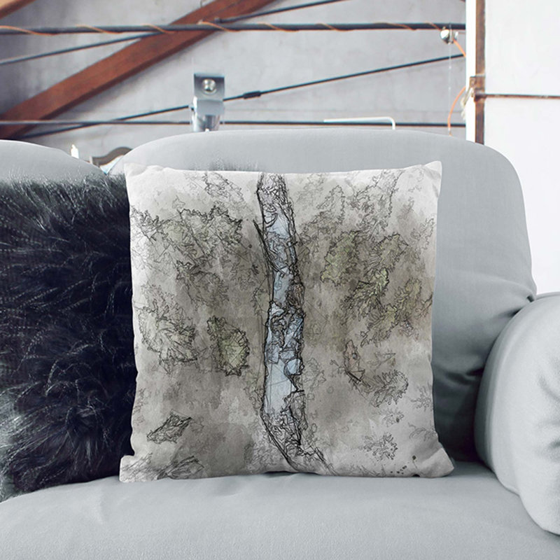 Abstract Square Cushion, Black, 55cm H x 55cm W x 20cm D