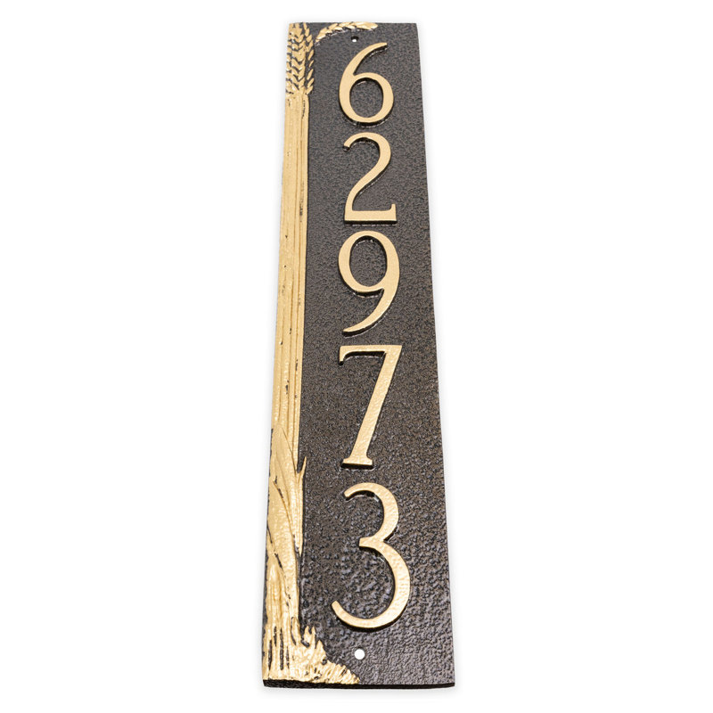 Plaque d'adresse de blé 4 lignes, Noir argent, mur