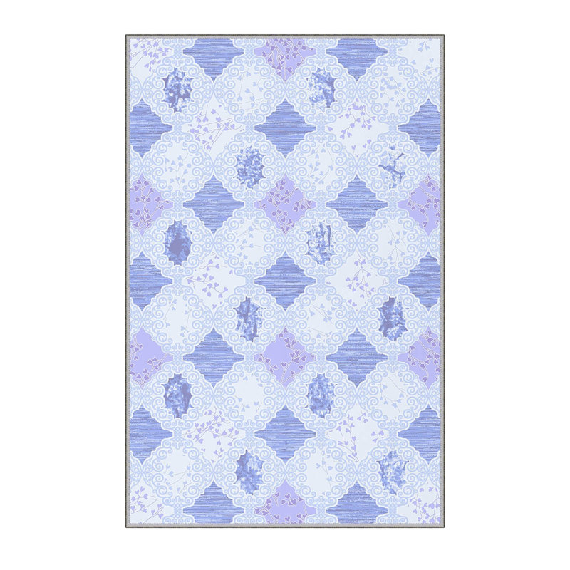 Tapis de haute qualité imprimé en 3D (2,6 x 4,0 pi), 100% polyester, d'une hauteur de poils de 0,3 po | Pois antibactérien et antidérapant en feutre de PVC | Lavable à la machine, conception élégante pour le salon, la chambre à coucher et le bureau