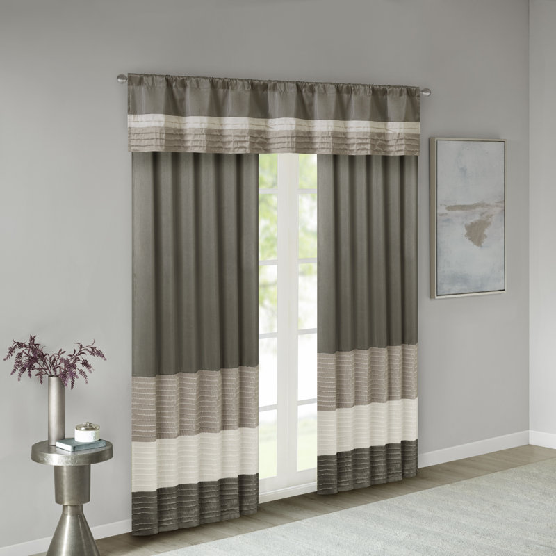 Natural Polyoni Pintuck Window Valance with Rod Pocket