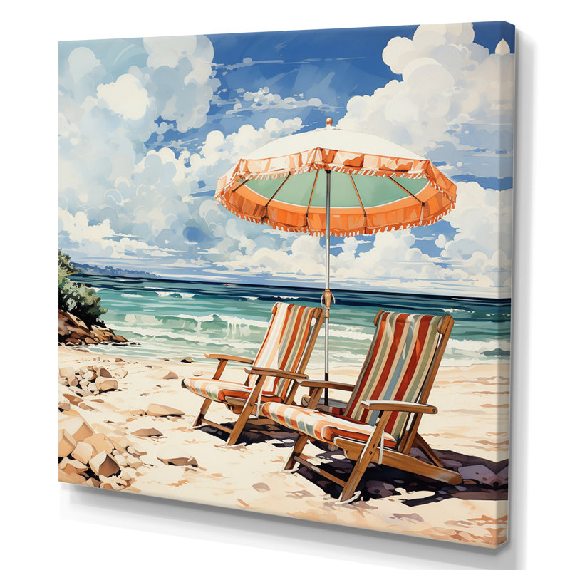 Beautify Beach Chairs Scenery III - Nautical & Beach Canvas Art Print, Toile tendue, H 36 po x l 36 po x P 1,5 po