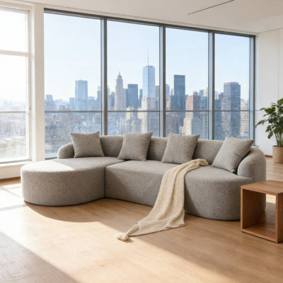 Curved Chaise L-Shape Sectional For Living Room Lounge & Apartment Cozy Leisure Moments