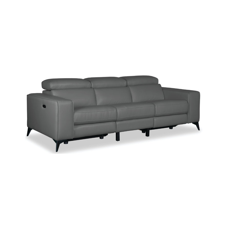 Canapé inclinable à accoudoirs carrés de 91 po Marquesha, Cuir gris