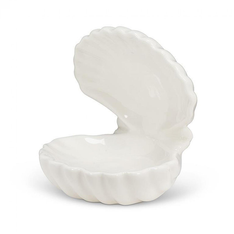 White Ceramic Double Clam Shell Soap Dish