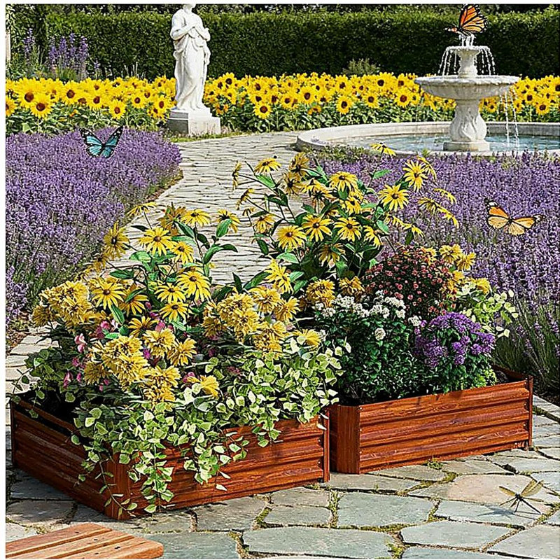 Boîte à fleurs en métal, lit de jardin surélevé galvanisé 2 pièces, pour plante