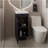Rivera Freestanding Bathroom Vanity With One Door, Two Shelves, Resin Sink Base Cabinet, Black-858799504