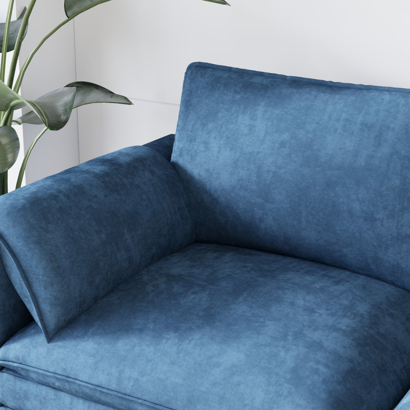 141.5'' U-Shaped Upholstered Sofas with Movable Ottoman, Blue