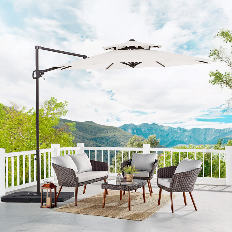  Parasol en porte-à-faux 120 "avec inclinaison pour patio 120", Blanc cassé