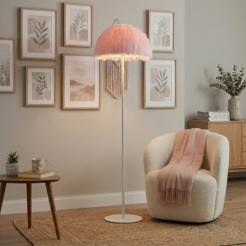 Lampe sur pied Traditional, Blanc, Rose