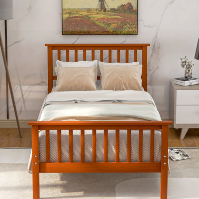 Lit plateforme en chêne avec fabrication en bois massif - ajoute de la valeur à votre chambre à coucher Le support à lattes solides améliore la durabilité du matelas