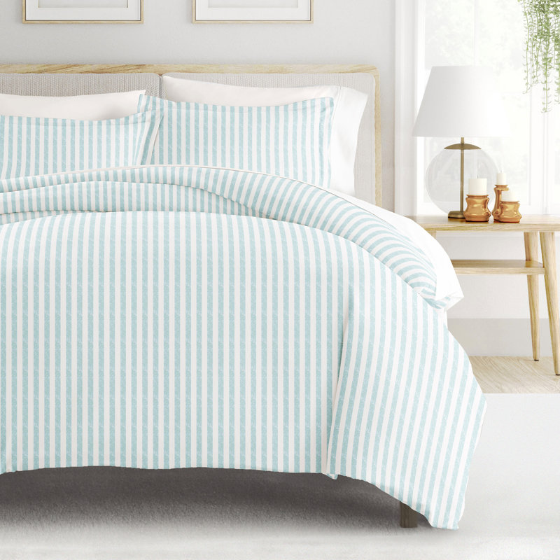 Ensemble de housse de couette à rayures larges vieillies Becky Cameron, Housse de couette double / grand + 2 taies décora