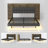 Upholstered Platform Floating Bed with Bookcase Storage Headboard