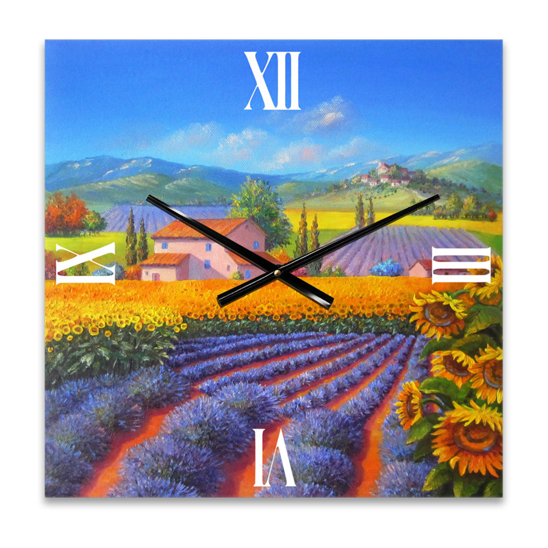 Horloge murale lavande et tournesols, Grand
