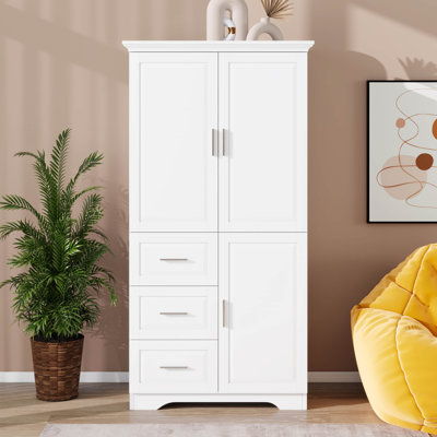 Tall Storage Cabinet, Freestanding Pantry With 3 Doors, Adjustable Shelves And 3 Storage Drawers For Kitchen/Bathroom/Office