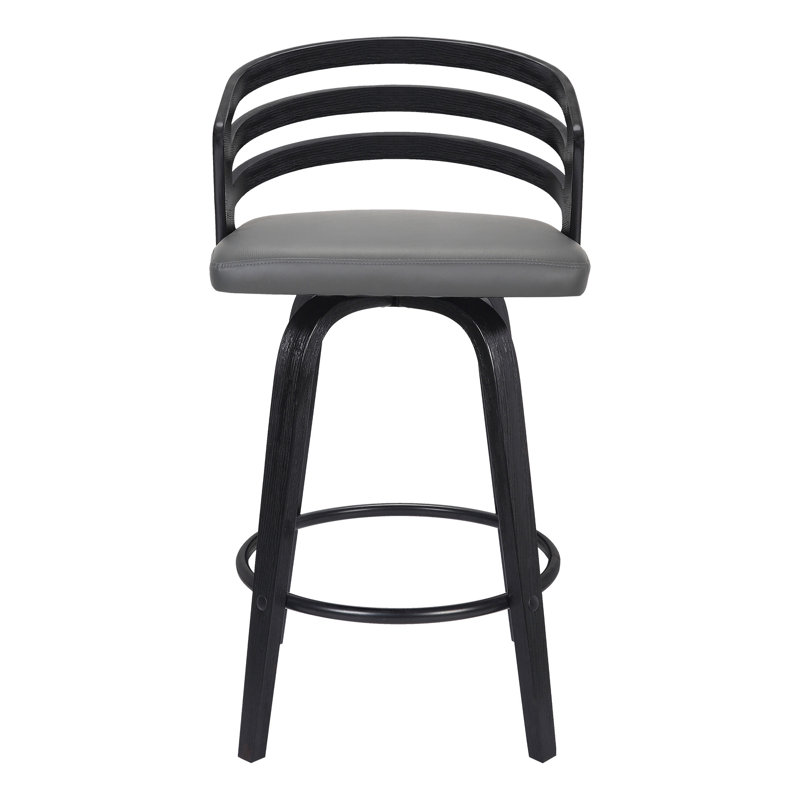 Tabouret de bar rotatif Modern, Tabouret de comptoir (siège d'une hauteur de 26 p, Gris / Noir
