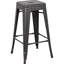 Tabourets de bar en métal sans dossier, rétro, léger, industriel, contemporain, rustique, rétro, côtier, à 4 pieds (ensemble de 2)