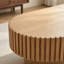 Table basse Mid-Century moderne cannelée ovale avec piédestal pour salon, chambre, bureau-129385350