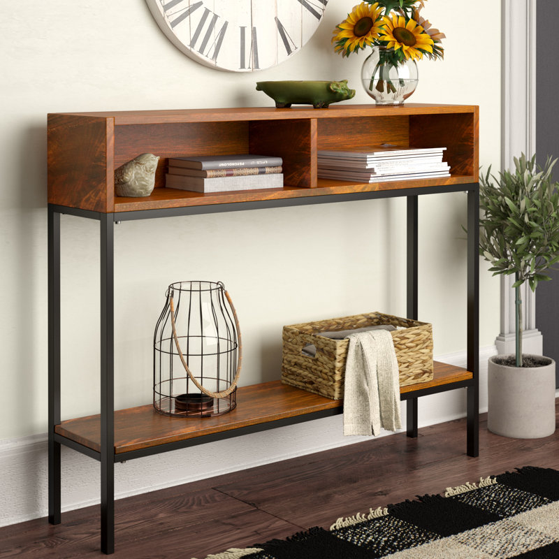 Tortez 107 cm W Solid Wood Top Console Table, Chestnut