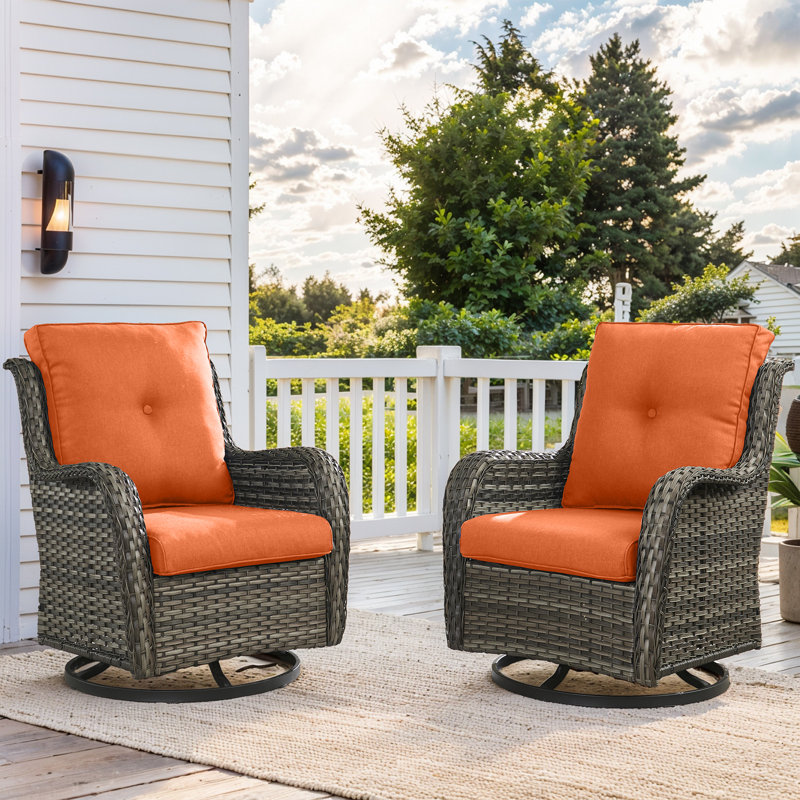 Ensemble de coussins et coussins Red Barrel Studio® intérieur / extérieur à assise profonde - 25 po x 22 po x 4 po, 2, Orange