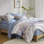 Literie à motif floral grand bleu avec édredon et draps, microfibre douce, aquarelle, pour matelas de 16 po, lit lavable à la machine et brossé