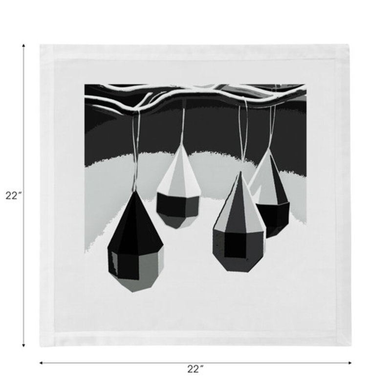 Ornaments Cotton Blend Square Napkins, Black/White