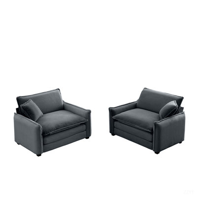 Grey Corduroy,Luxurious And Sophisticated Deep Seated Sofa Set With Two Single  Deep Seat Sofa Suitable For Living Room And Office