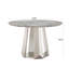 Table de salle à manger ronde en marbre de 47 po, table de cuisine moderne avec plateau en faux marbre ultrabrillant et base en acier inoxydable pour la salle à manger, cuisine (argent, gris) (table seulement)-134286374