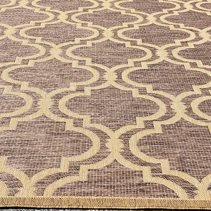 Tapis décoratif d’intérieur/d’extérieur à motif géométrique brun Vinton, Rectangle 5 pi 3 po x 7 pi 6 po