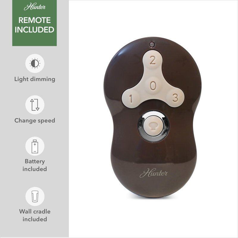 Dempsey Low Profile 44" 4 - Blade Indoor Flush Mount Small Room Ceiling Fan with Lights and Remote, Brown