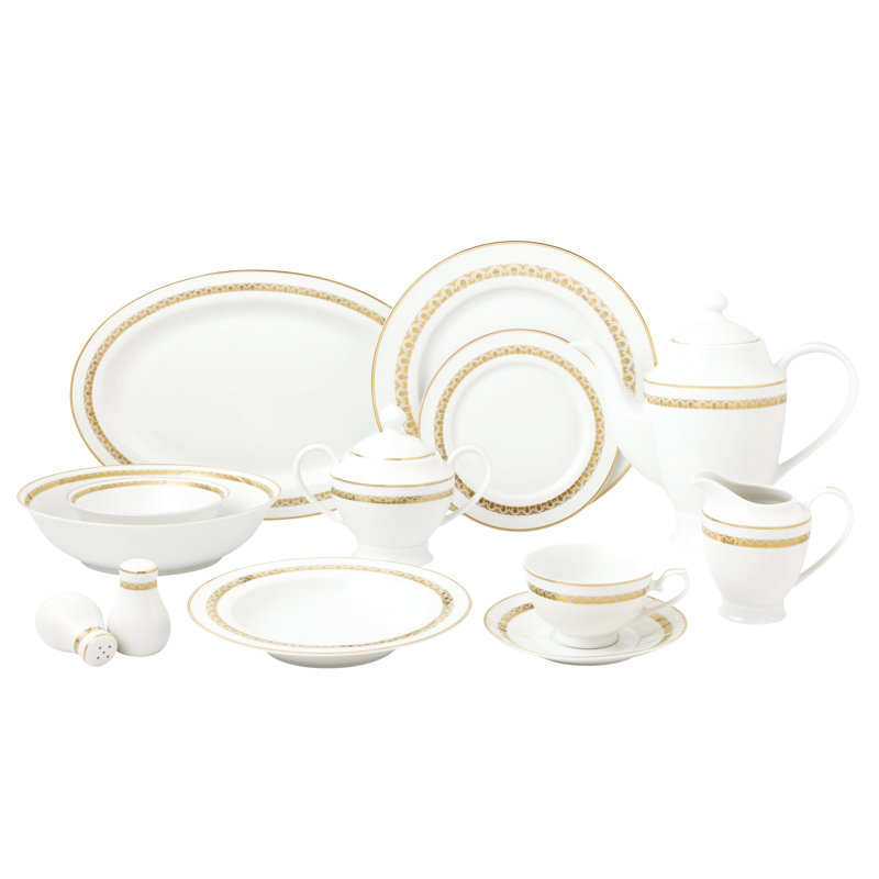 Elegant White Porcelain Round Dinnerware Set - Service for 8
