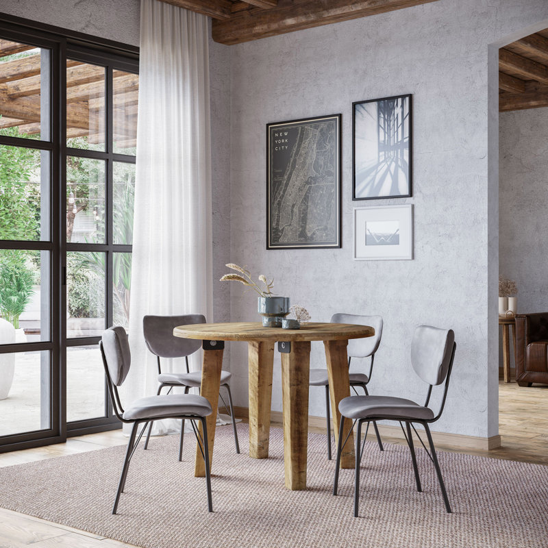 Juliana 4 - Person Solid Wood Solid Wood Top Four Leg Dining Set, Gray