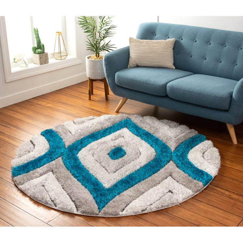 Geometric Shag Area Rug, Round 160cm