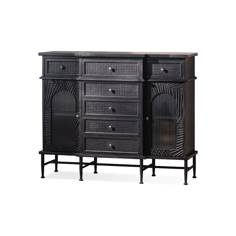 Buffet rétro en bois massif noir