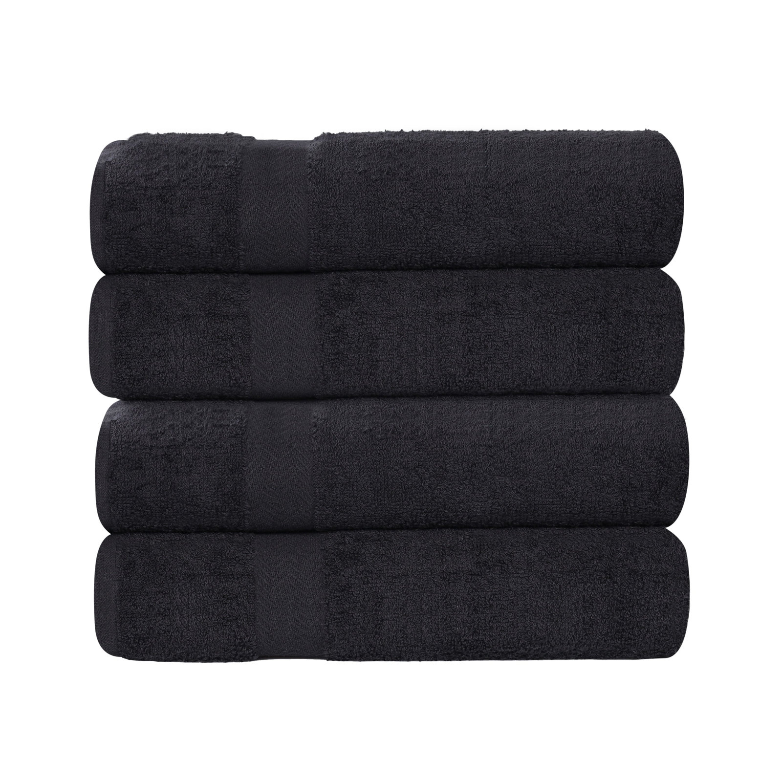 Quick-Drying Cotton Washcloth, Black, 4 Pieces Towel Set