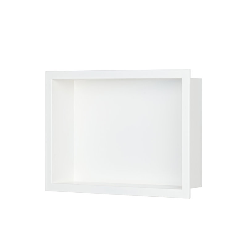16"x12" Stainless Steel 18 Gauge White Cream Rectangular Recessed Shower Niche No Tile Needed