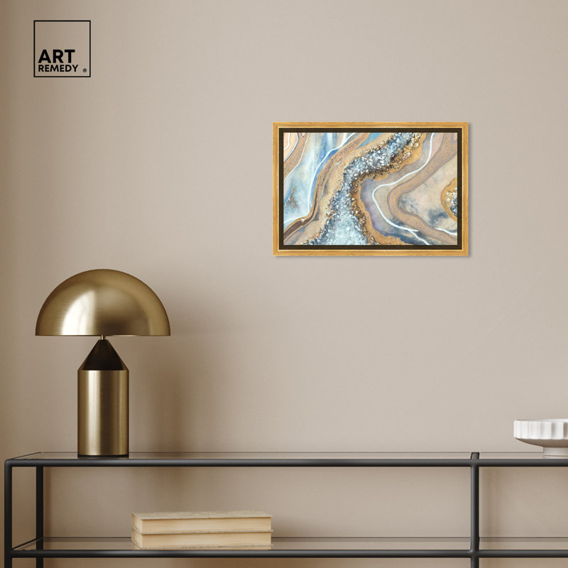 Luxurious Gold Framed Abstract Geode Canvas Wall Art, 16 x 11