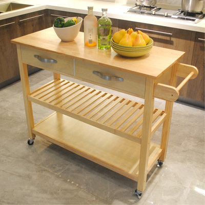Kitchen Island & Kitchen Cart, Mobile Kitchen Island with Two Lockable Wheels by Lark Manor