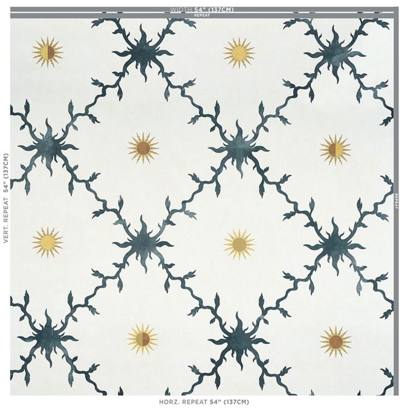 Papier peint à motif de treillis Palladio, Noir