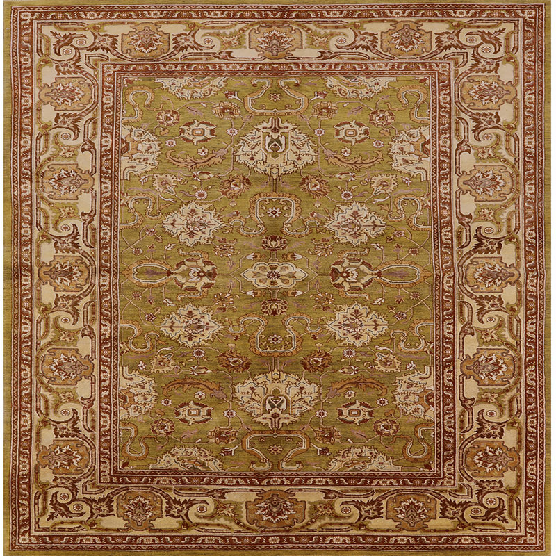 Tapis brun / rouge Rand, Carré 3 pi
