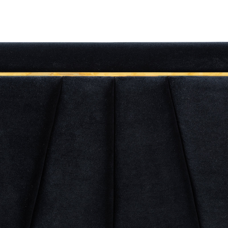 Tête de lit tapissier en bois massif Plympton H 56 po , Noir, Grand