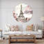 Eiffel avec fleurs roses - horloge murale moderne-34141214