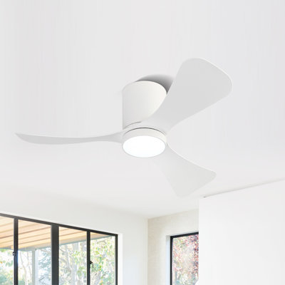 42 In. 3 Abs Blades Indoor Flush Mount Ceiling Fan With Light Kit And Remote